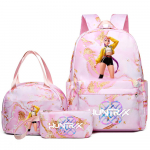 3 tk/komplekt Anime Kpop tr&uuml;kitud seljakott k&auml;ekoti ja pliiatsitopsiga teismelisele &otilde;pilasele t&uuml;drukule poisile koolikott veekindel reisikott Mochila