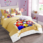 M&auml;ngutegelased Super Bros Tekikott Joonisfilm Supers M-Mario Voodipesukomplekt Laste Tekikatted Padjap&uuml;&uuml;r 2/3tk &Uuml;hekohaline Kaksik 135x200cm-2pcs