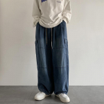 Y2k Mustad Baggy Cargop&uuml;ksid Meeste Streetwear Vabaaja Hippie Jooksmine Lai S&auml;&auml;reosa &Uuml;lisuured Pikad Meeste Denim P&uuml;ksid XXXL must