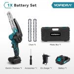 YOFIDRA 6-tolline kettsaag Juhtmeta elektriline saag Puidut&ouml;&ouml;tlemine Aia l&otilde;ikamine L&otilde;ikamine Kettsaag T&ouml;&ouml;riist Makita 21V aku jaoks With 1 Battery EU Plug