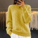 Tooxika uus &uuml;mara kaelusega &uuml;hev&auml;rviline kootud sviiter Retro Twist pullover naiste kampsun XL kollane