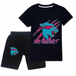 Poiste ja T&uuml;drukute Mr Beast Lightning Cat Pidžaama Komplekt Cosplay L&uuml;hikeste Varrukatega T-s&auml;rk+L&uuml;hikesed P&uuml;ksid 160 must