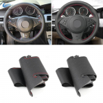 BMW 5 6. seeria E60 E61 Touring E63 Coupe E64 2003-2010 auto salongi rooli kate K&auml;sipunutis perforeeritud nahk red blue line