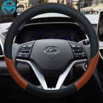 for Hyundai Palisade 2018  Car Steering Wheel Cover Leather Anti-slip 100% DERMAY Brand Auto Accessories pruun