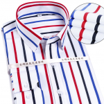 Puuvillane meeste triibuline Boutique vabaaja pikkade varrukatega s&auml;rk 5XL