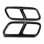 1Pair Glossy Black / Silver Stainless Steel Rear Dual Exhaust Pipe Sticks Covers For Mercedes Benz S class 10-17 W221 W222 C217 must