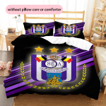 RSC Anderlecht Muster Voodipesu Tekikott Komplekt Kodu Kaunistus Kingitus (1 * tekikott + 2 * padjap&uuml;&uuml;r ilma t&auml;idiseta) 135x200cm black