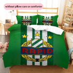 Rapid Wien Mustriga Voodipesu Tekikott Komplekt Kodu Kaunistus Kingitus (1 * tekikott + 2 * padjap&uuml;&uuml;ri ilma s&uuml;damikuta) 135x200cm white