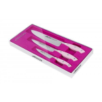 Coffret 3 couteaux - ARCOS - Riviera Rose - Lames acier inox - Manches POM rose - Fabriqu&eacute; en Espagne
