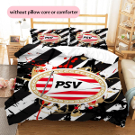 Helendav PSV Eindhoven Muster Voodipesu Tekikott Komplekt Kodu Kaunistus Kingitus (1 * tekikott + 2 * padjap&uuml;&uuml;ri ilma s&uuml;damikuta) 140x200cm black