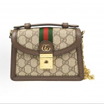 Gucci Ophidia vana lillelogo triibuline Webbing rihm Kett L&otilde;uend ja nahk K&auml;ekott Crossbody kott &Otilde;lakott Mini Naiste Gift Set(Basic Set+Box+Shopping Bag) pruun/eebenmust