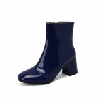 Suur suurus 48 49 50 Patent PU nahast rohelised kollased talvekingad Naistele L&auml;ikivad kandilised paksud k&otilde;rged kontsad soojad pahkluu Chelsea saapad 34