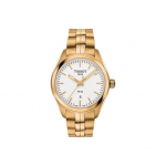Tissot Pr100 Seeria Kvartsmehhanismiga 100 Meetrit Veekindel Kell 33 Mm Valge sihverplaadi Roostevabast terasest korpus Roostevabast terasest k&auml;ev&otilde;ru T101.210.33.031.01 Rose Gold Strap