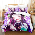 Kochou Shinobu Voodipesukomplektid Anime Demon Slayer Tekk Voodikate Tekikott Padjap&uuml;&uuml;r &Uuml;heinimese Kaheinimese Suur Kuningas Teismeliste Kingitused EU Single 135x200cm multi