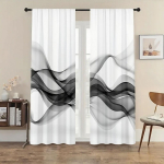 Must Valge &Uuml;leminek Laine muster Kardin Minimalistlik Stiil Elutuba Magamistuba T&otilde;mmatav Aken Kaunistus Komplekt 2 tk Kaasaegne Valmistatud Pol&uuml;ester Vardataskuga Pestav W100*H200(CM)-Hooks&1PCS