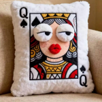 Pokkerikaardi padi Palus Lapitehnika Tikand Kaardim&auml;ng 3D Suured Silmad Tikitud Padi L&otilde;bus Kingitus Kodu Dekoor 40x35cm