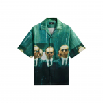 Kith For The Matrix &Uuml;leni Prinditud Thompson Camp Collar S&auml;rk Taiga Unisex Top Roheline KHM035224-377 L