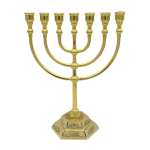 Traditsiooniline 7-haruline Je Menorah Jeruusalemma templihoidja kaunistus beige