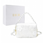DIOR DIY stiilis kosmeetikakott P&auml;rl lillega Pulmad K&auml;eshoitav &uuml;hel &otilde;lal, kaasaskantav hoiustamine, pol&uuml;esterkiud, k&otilde;rgekvaliteediline, kunstiline stiil valge