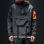 Meeste Joped Mantlid Streetwear Techwear Kapuutsiga Veekindel Tuulejope Vabaaja &Uuml;leriided Hip Hop Mitmetaskuline Jaapani &Uuml;ler&otilde;ivas L must