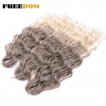 FREEDOM S&uuml;nteetilised punumispikendused Looduslikult lokkis lainelised 24 tolli Water Wave Punumispikendused Ombre Blond Pruun Keerutatud heegeldatud juuksed (as the picture,24inches-60cm)
