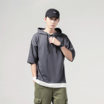 Suvised Kapuutsiga T-s&auml;rgid Meestele &Uuml;hev&auml;rvilised L&uuml;hikeste Varrukatega Lai Streetwear T-s&auml;rgid Mehelikud Vintage Vabaaja Spordi T-s&auml;rgid Kapuutsiga Topid Suured suurused L