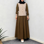 ZANZEA Naiste pikkade varrukatega triibuline pluus ja pikad seelikud Vabaaja kaheosaline komplekt 5XL khaki