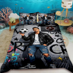 Tekikott Ronaldo Iidol Jalgpallit&auml;ht 3D-tr&uuml;kiga Tekikate Teismelistele Lastele Poistele T&uuml;drukutele Pehme Voodikate T&otilde;mblukuga EU Single 135x200cm