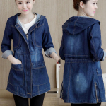 (SU)Mood Naiste Teksad Top Denim Hoodie Pluus Pikkade varrukatega lahtine mantel S sinine