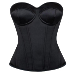 Naiste t&otilde;mblukuga nahast bustier korsett-top gooti pitsiga luudega overbust korsett steampunk kehakujundaja salendav korsett Xs must