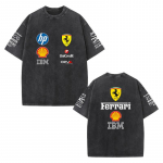 Vintage pestud Ferrari F1 v&otilde;idus&otilde;idu T-s&auml;rk &Uuml;lem&otilde;&otilde;duline l&uuml;hikeste varrukatega T-s&auml;rk Retro mootorispordi logo prindiga Vabaaja t&auml;navar&otilde;ivad L&otilde;tv pealmine osa S