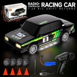 1:24 RC Driftiauto 4WD puldiga auto klassikaliste LED-tulede ja suure kiirusega laetava v&otilde;idus&otilde;idu spordim&auml;nguasjaga poistele ja t&auml;iskasvanutele must