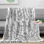 T&auml;iskasvanute v&auml;rvimine Liblikas Lilleline flanelltekk, pehme nahas&otilde;bralik pleed magamistoa uinakuks, loominguline DIY stressimaandav kingitus Size: 150*200cm, Weight: 280 GSM gray