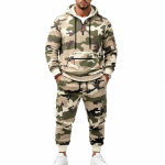 Meeste Kamuflaaž Treening&uuml;likond 2osalise Komplektiga Kolmveerand Zip Kapuutsiga Dressipluus Mitme Taskuga Cargo Jooksup&uuml;ksid Komplekt Taktikaline Streetwear Vabaaja Dressipluus Meestele XXXL aprikoosi