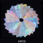 24 tk k&uuml;&uuml;nte &otilde;&otilde;nes laserkleebis k&uuml;&uuml;negeel-laki otsa &uuml;lekandefoolium Heart Star 3D k&uuml;&uuml;nemalli tempel 24 pieces