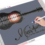 5D Teemantmaali Muusika Teemanttikandid Maastikum&uuml;&uuml;k T&auml;is&uuml;mmargune teemantmosaiikpilt 20X30