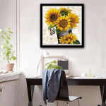 5D isetehtud teemantmaal ristpistes  Ilusad p&auml;evalilled  3D teemanttikandid kivikivi 30x30CM