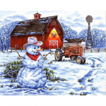 Teemanttikandid  Lumine maa ja lumememm  Teemantmaaling Teemandid t&auml;iskristallristpistes 20X30CM