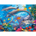 Teemantmaaling Delfiinide maastik Teemanttikandid Veealune maailm N&auml;put&ouml;&ouml; Mosaiik K&auml;sit&ouml;&ouml; 20X30CM