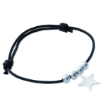 Les Tr&eacute;sors De Lily [H6576] - Bracelet Argent 'Etoile' noir argent&eacute; - 13 mm must