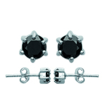 Les Tr&eacute;sors De Lily [K3806] - Boucles argent 'Essentiel' noir argent&eacute; (rhodi&eacute;) - 4 mm must