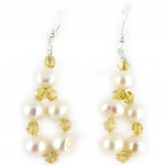 Les Tr&eacute;sors De Lily [K7282] - Boucles 'Beaut&eacute; Biwa' champagne ivoire kollane
