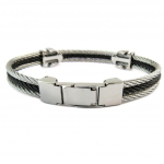 Les Tr&eacute;sors De Lily [P6872] - Bracelet Acier 'Ancre Marine' noir argent&eacute; must