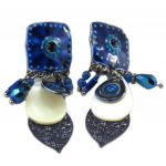 Les Tr&eacute;sors De Lily [P7346] - Clips Cr&eacute;ateur 'Navajos' bleu beige -  60x18 mm sinine