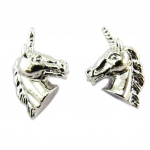 7bis [P8198] - Boucles artisanales 'Licorne My Unicorn' argent&eacute; - 10x10 mm h&otilde;be