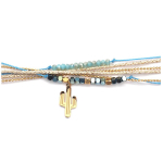 Les Tr&eacute;sors De Lily [Q1252] - Bracelet cr&eacute;ateur Acier 'Cactus' vert dor&eacute; - 2 tours- 17x8 mm roheline