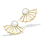 Les Tr&eacute;sors De Lily [Q6827] - kullatud k&otilde;rvar&otilde;ngad  Cleopatra  valgest kullast - 22x15 mm (lehvid) valge