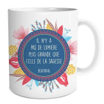 Les Tr&eacute;sors De Lily [Q3546] - Mug c&eacute;ramique 'Sagesse' (Il n'y a pas de lumi&egrave;re plus grande que celle de la Sagesse - Bouddha) - 9. 5x8 cm sinine