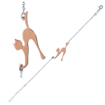 Les Tr&eacute;sors De Lily [Q9351] - Bracelet Argent artisanal 'Chat dos rond' ros&eacute; argent&eacute; (rhodi&eacute;) - 30x15 mm kuld