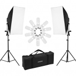 Andoeri professionaalne stuudiofotograafia valgustikomplekt, mis sisaldab 50 * 70 cm pehmet kasti * 2/4-&uuml;hes valgust UK Plug